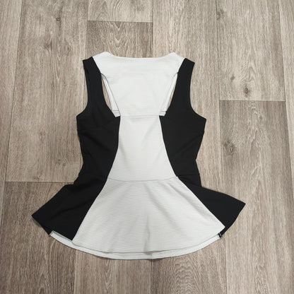 River Island Womens Peplum Top Sleeveless Black White Color Block UK 10 EUR 36