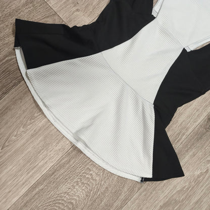 River Island Womens Peplum Top Sleeveless Black White Color Block UK 10 EUR 36