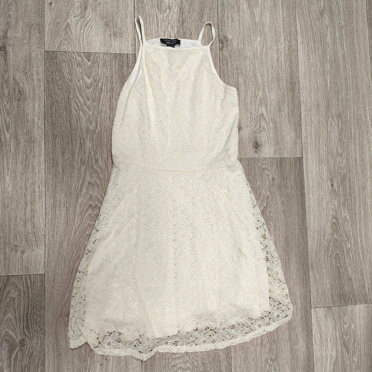 New Look 915 Girls Cream Floral Lace Skater Dress Age 10 140 cm Party Cami
