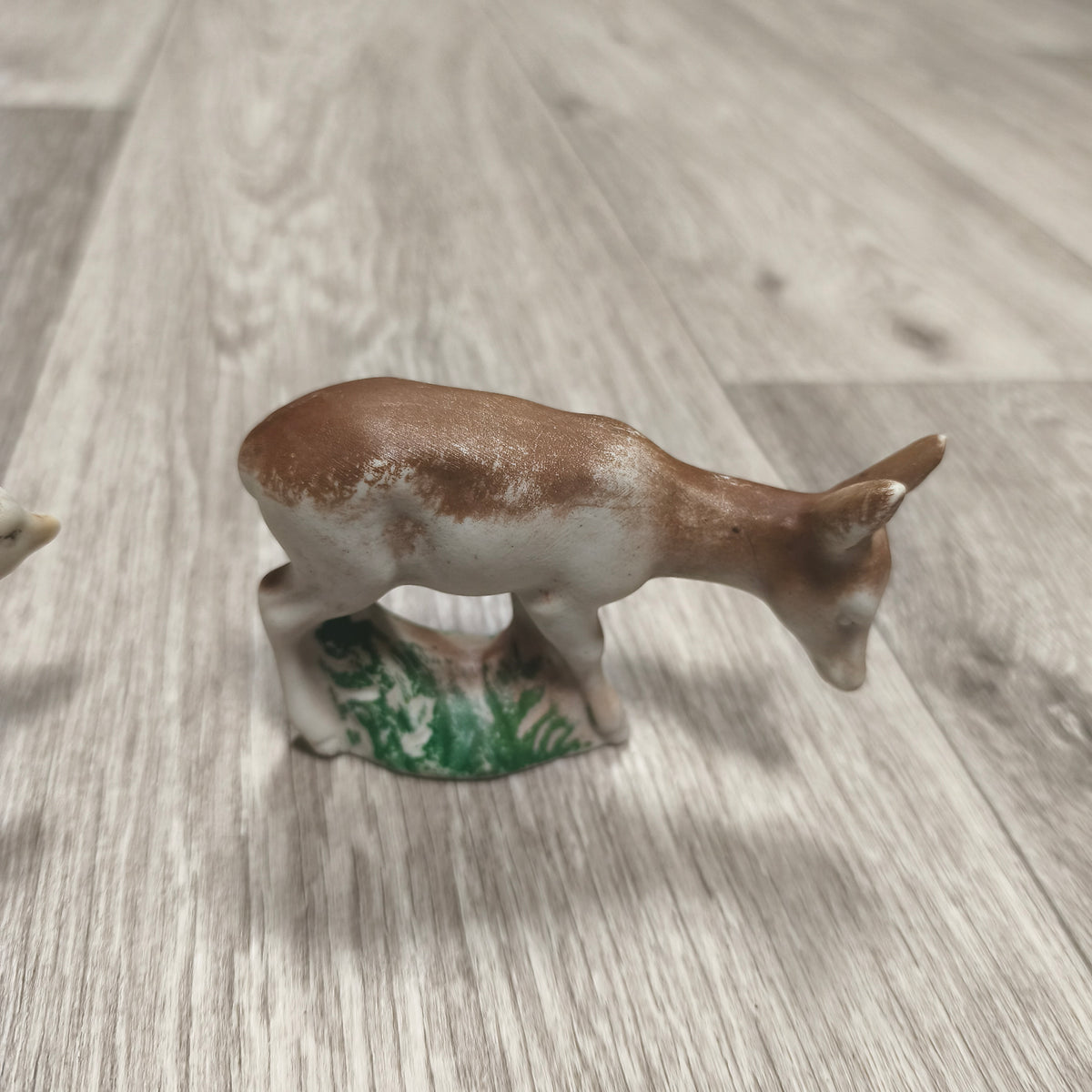 Vintage USSR Biscuit Clay Deer Figurines Set 2 Mother Fawn 1980s Soviet
