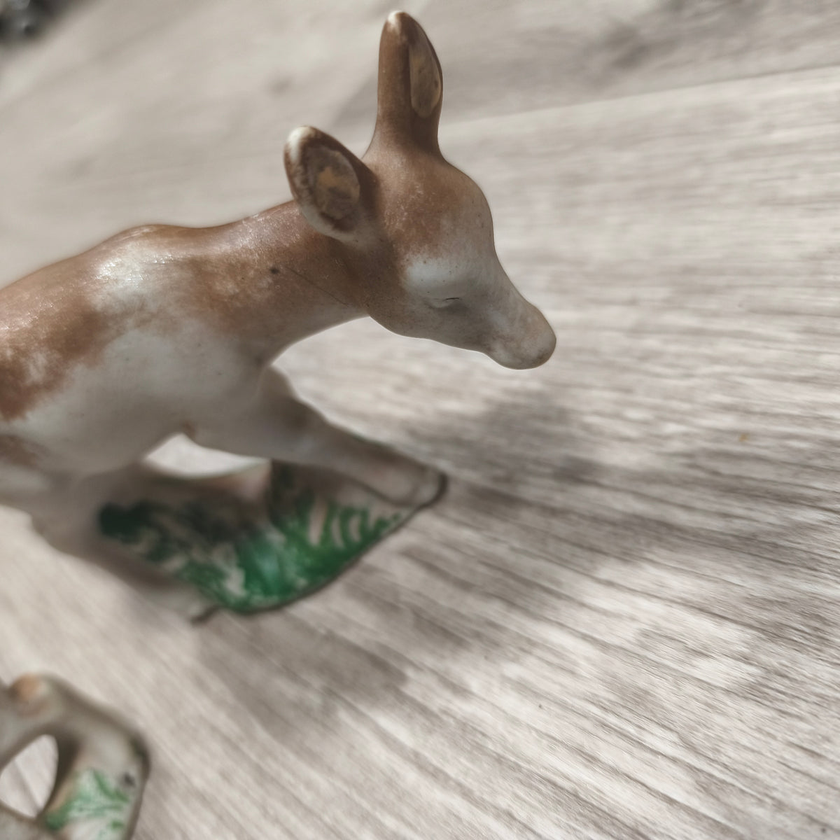 Vintage USSR Biscuit Clay Deer Figurines Set 2 Mother Fawn 1980s Soviet