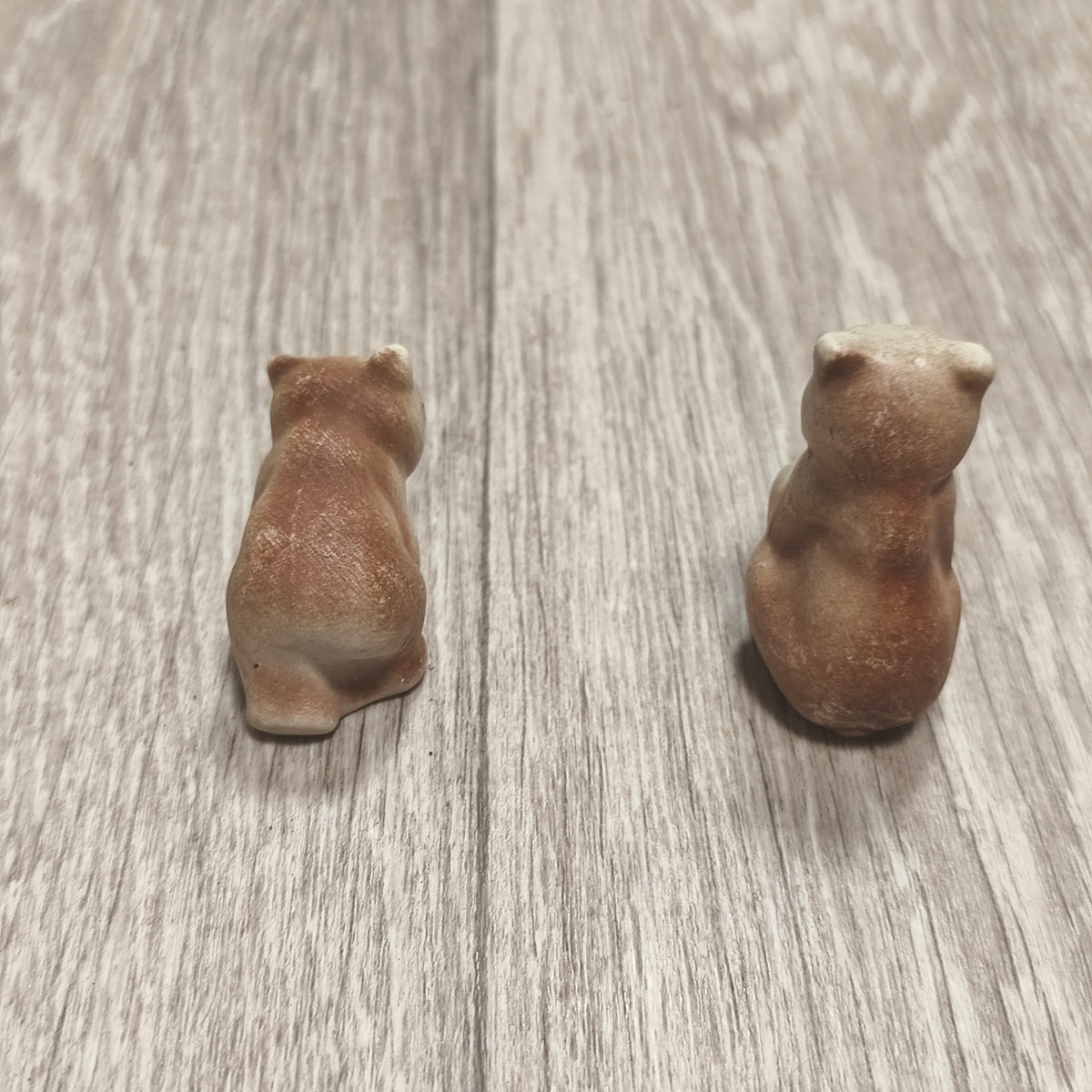 Vintage Soviet Riga Porcelain Factory Biscuit Bear Cubs Figurines 1950s RPF RPR