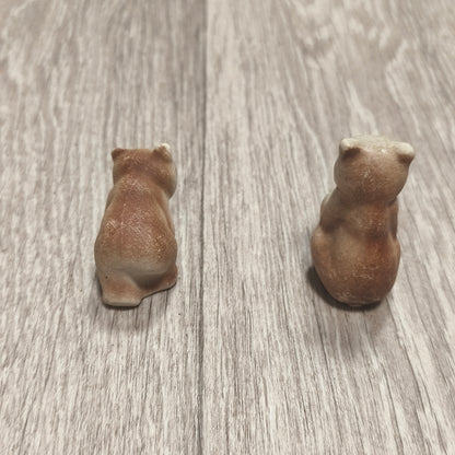 Vintage Soviet Riga Porcelain Factory Biscuit Bear Cubs Figurines 1950s RPF RPR