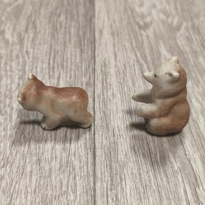Vintage Soviet Riga Porcelain Factory Biscuit Bear Cubs Figurines 1950s RPF RPR