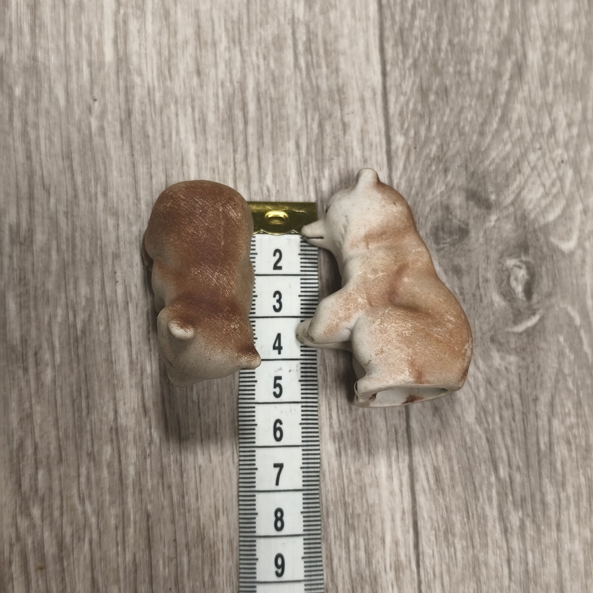 Vintage Soviet Riga Porcelain Factory Biscuit Bear Cubs Figurines 1950s RPF RPR