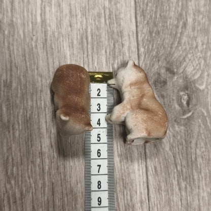 Vintage Soviet Riga Porcelain Factory Biscuit Bear Cubs Figurines 1950s RPF RPR
