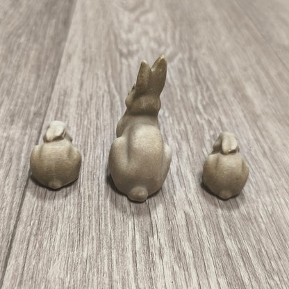 Vintage USSR Soviet Gzhel Turygino Bisque Porcelain Bunny Rabbit Figurines Set