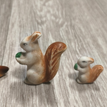 Vintage Polonne ZHK Soviet Porcelain Squirrel Family Figurines Set of 4 USSR