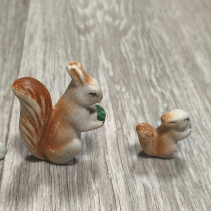 Vintage Polonne ZHK Soviet Porcelain Squirrel Family Figurines Set of 4 USSR