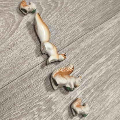 Vintage Polonne ZHK Soviet Porcelain Squirrel Family Figurines Set of 4 USSR