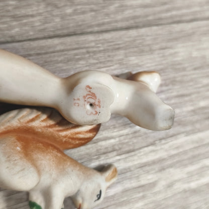 Vintage Polonne ZHK Soviet Porcelain Squirrel Family Figurines Set of 4 USSR