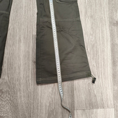 Y2K Cargo Pants Womens Size 30 Green Studded Rhinestone Low Rise Flare FAIR