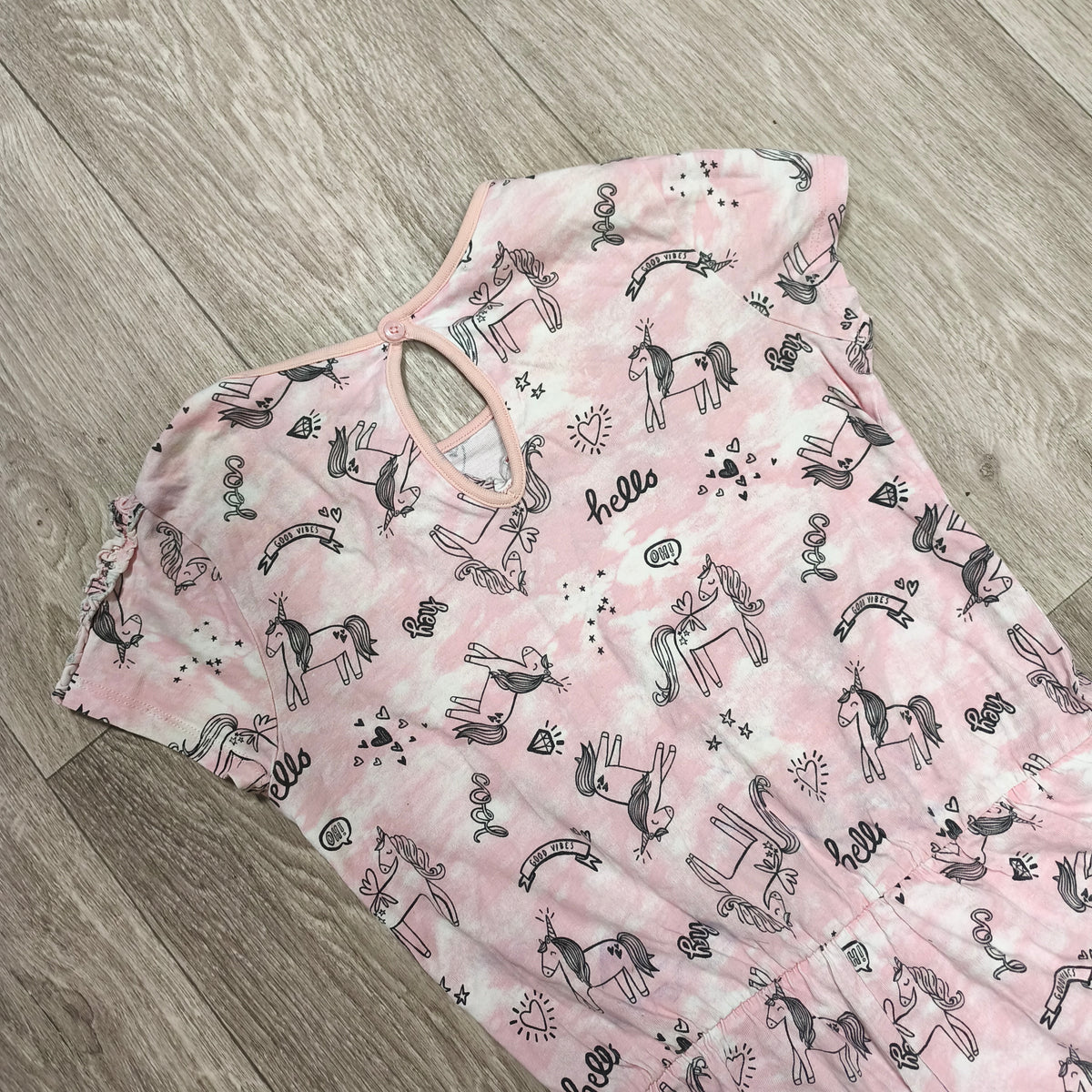 George Girls Pink Unicorn Tie Dye Playsuit Romper Shortall Age 9-10 Years