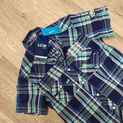NWT LC Waikiki LCW Teen Boys Plaid Short Sleeve Shirt Size 10-11Y 140-146cm