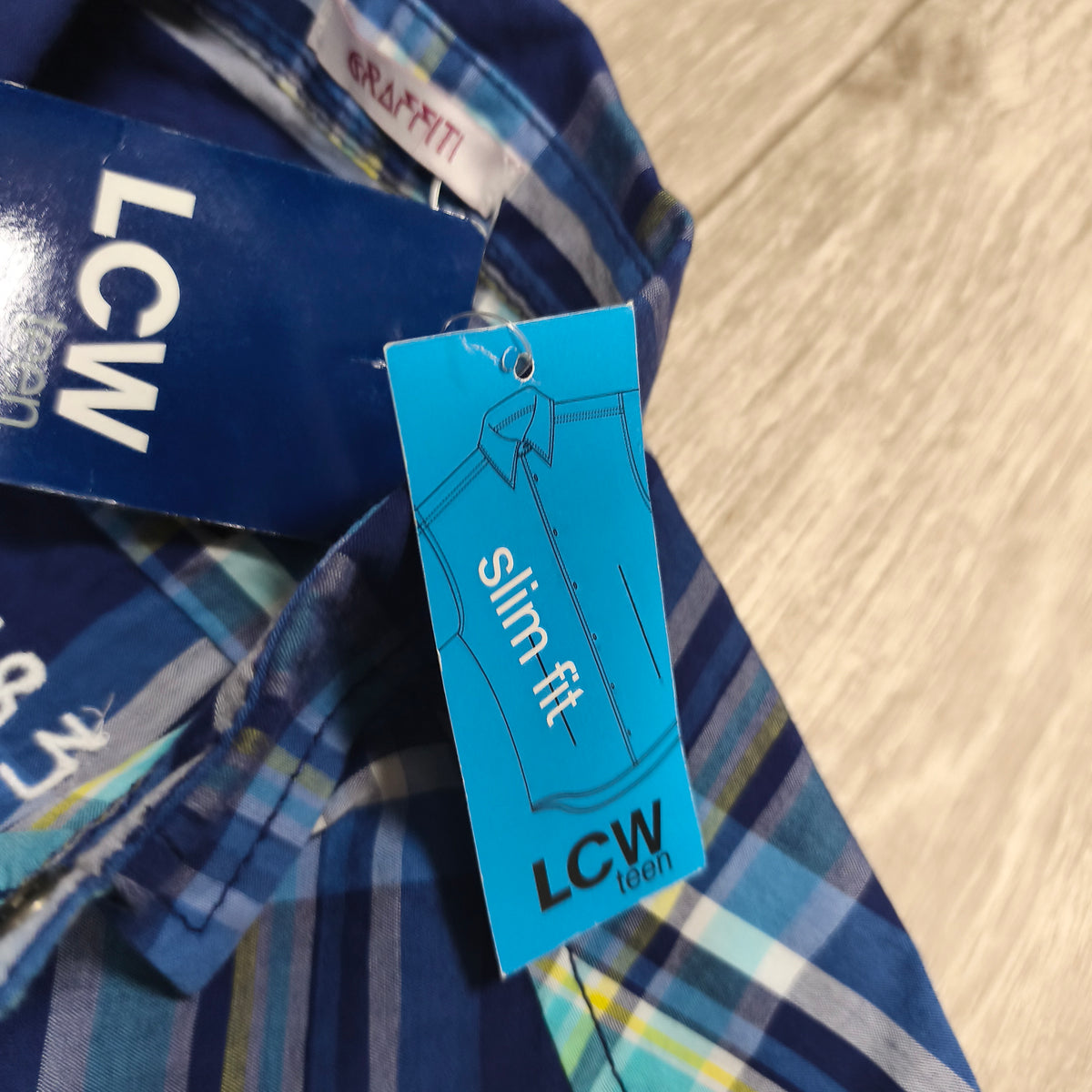 NWT LC Waikiki LCW Teen Boys Plaid Short Sleeve Shirt Size 10-11Y 140-146cm