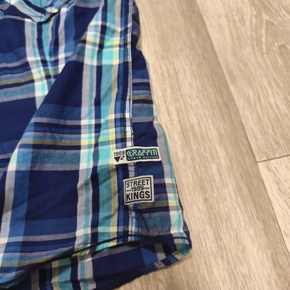 NWT LC Waikiki LCW Teen Boys Plaid Short Sleeve Shirt Size 10-11Y 140-146cm