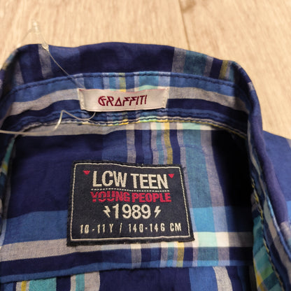 NWT LC Waikiki LCW Teen Boys Plaid Short Sleeve Shirt Size 10-11Y 140-146cm
