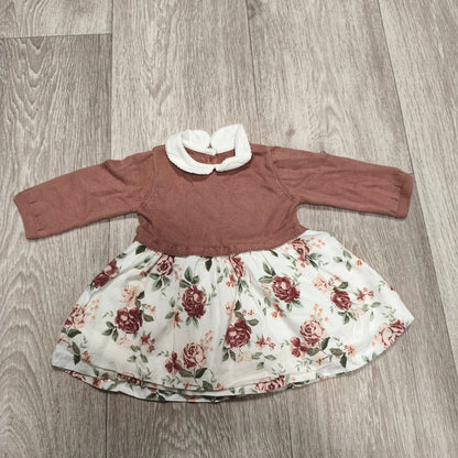Tu Baby Girls Floral Dress Knit Top Long Sleeve Up To 1 Month 10lb Pink White