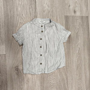 Primark Baby Boys Short Sleeve Shirt 9-12 Months 80cm Striped Grandad Collar Top