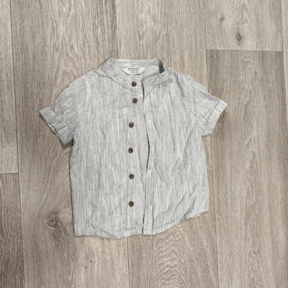 Primark Baby Boys Short Sleeve Shirt 9-12 Months 80cm Striped Grandad Collar Top