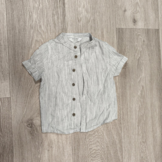 Primark Baby Boys Short Sleeve Shirt 9-12 Months 80cm Striped Grandad Collar Top