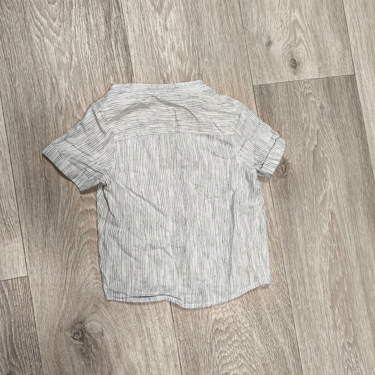 Primark Baby Boys Short Sleeve Shirt 9-12 Months 80cm Striped Grandad Collar Top