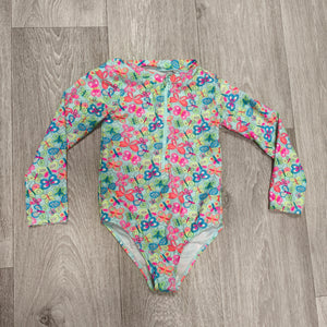 Primark Cares Girls Butterfly Long Sleeve One Piece Swimsuit Rash Guard Zip