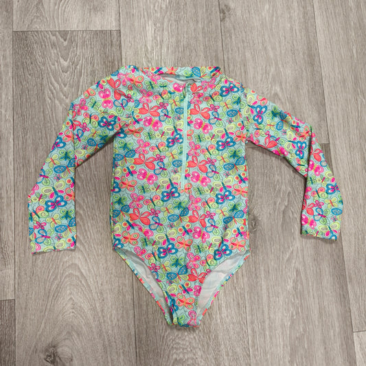 Primark Cares Girls Butterfly Long Sleeve One Piece Swimsuit Rash Guard Zip