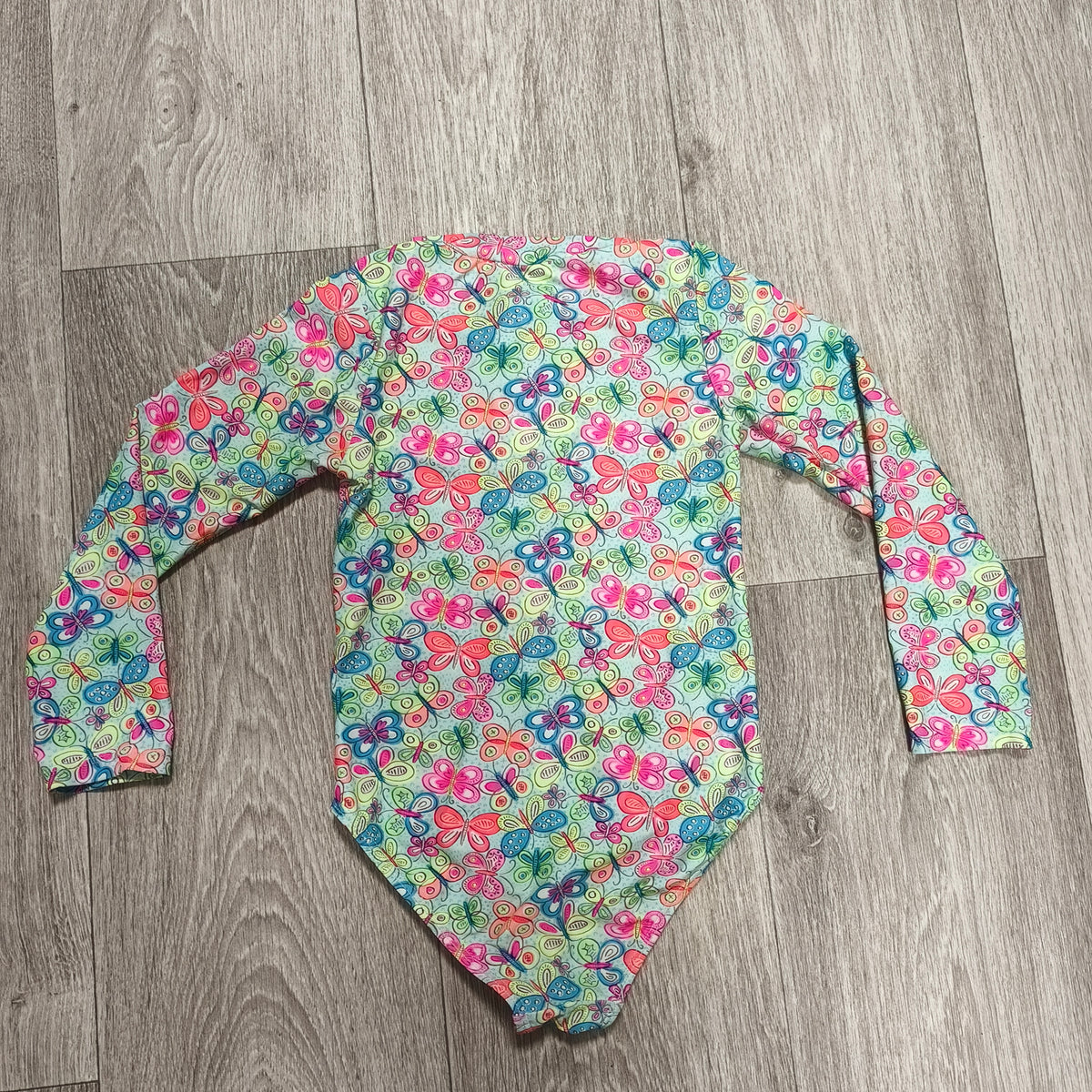 Primark Cares Girls Butterfly Long Sleeve One Piece Swimsuit Rash Guard Zip