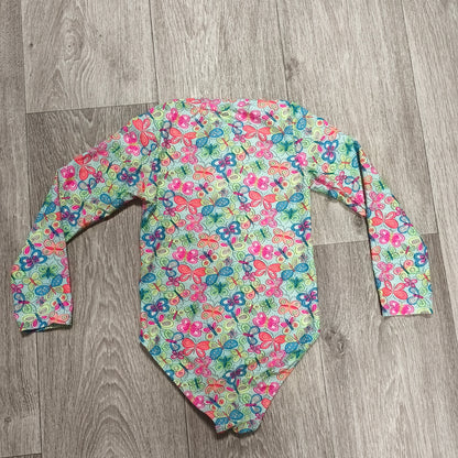 Primark Cares Girls Butterfly Long Sleeve One Piece Swimsuit Rash Guard Zip