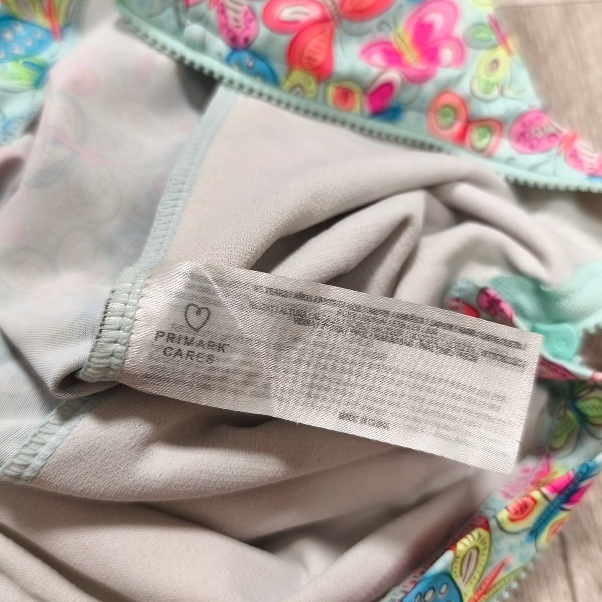 Primark Cares Girls Butterfly Long Sleeve One Piece Swimsuit Rash Guard Zip