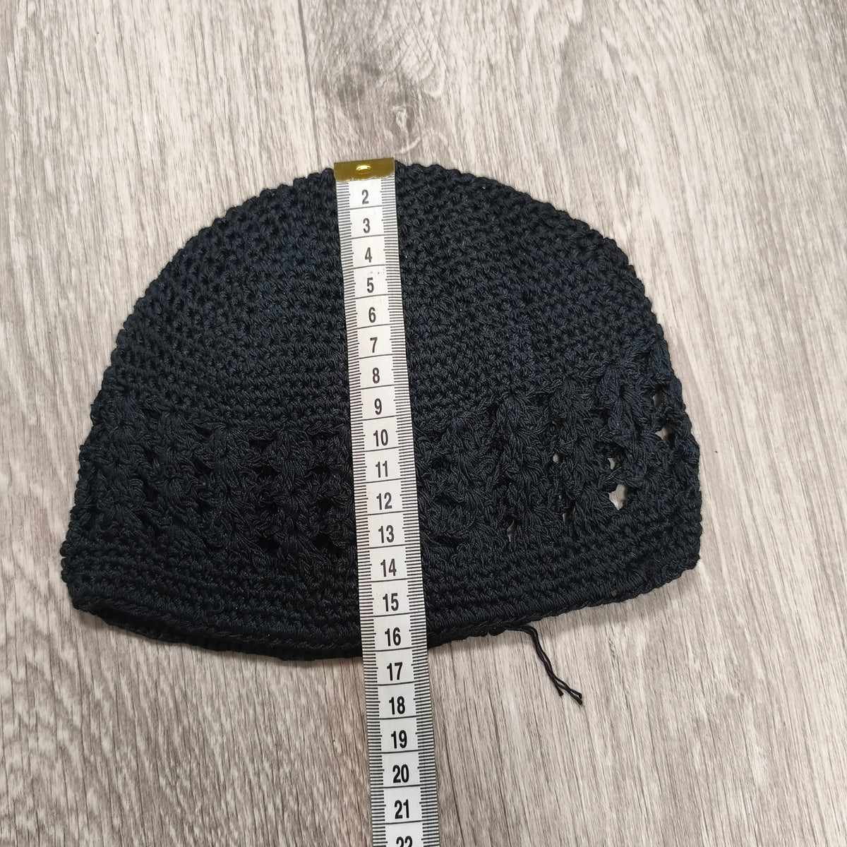 Black Crochet Beanie Hat Kufi Skull Cap Openwork Knit Dome Cap Headwear