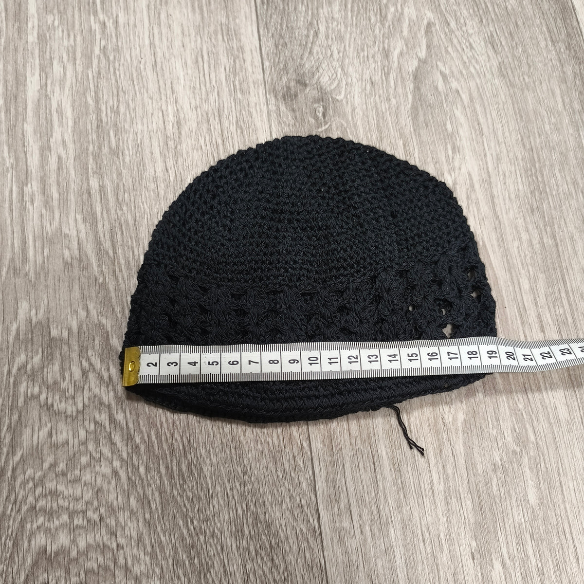 Black Crochet Beanie Hat Kufi Skull Cap Openwork Knit Dome Cap Headwear