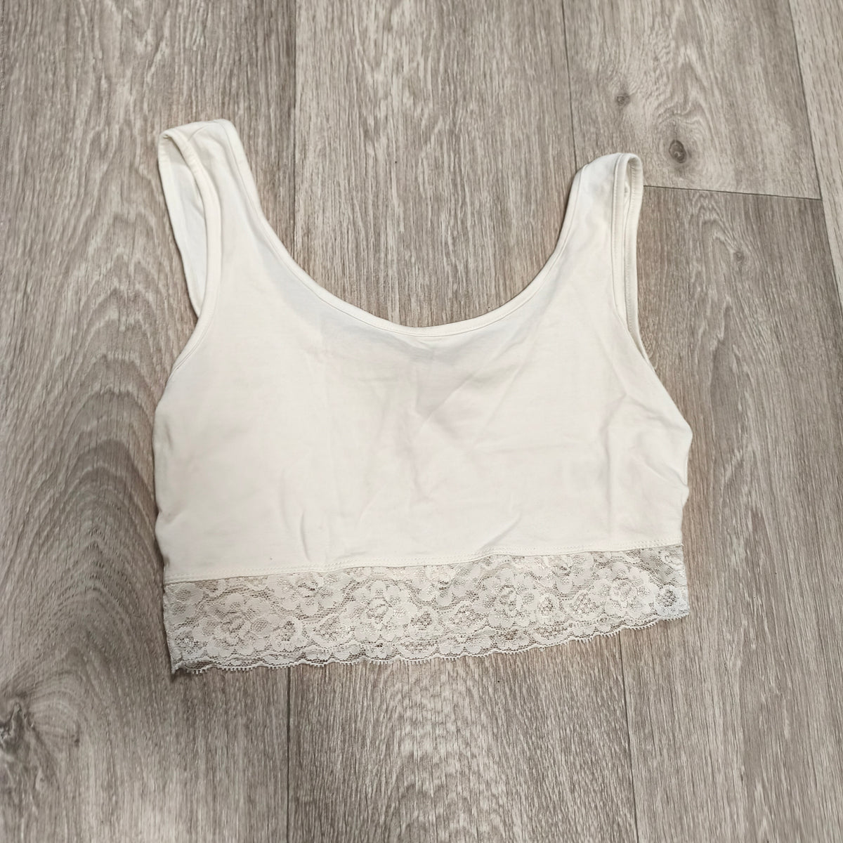 New Look 915 Girls White Lace Trim Crop Tank Top Bralette Age 12-13 152-158 cm