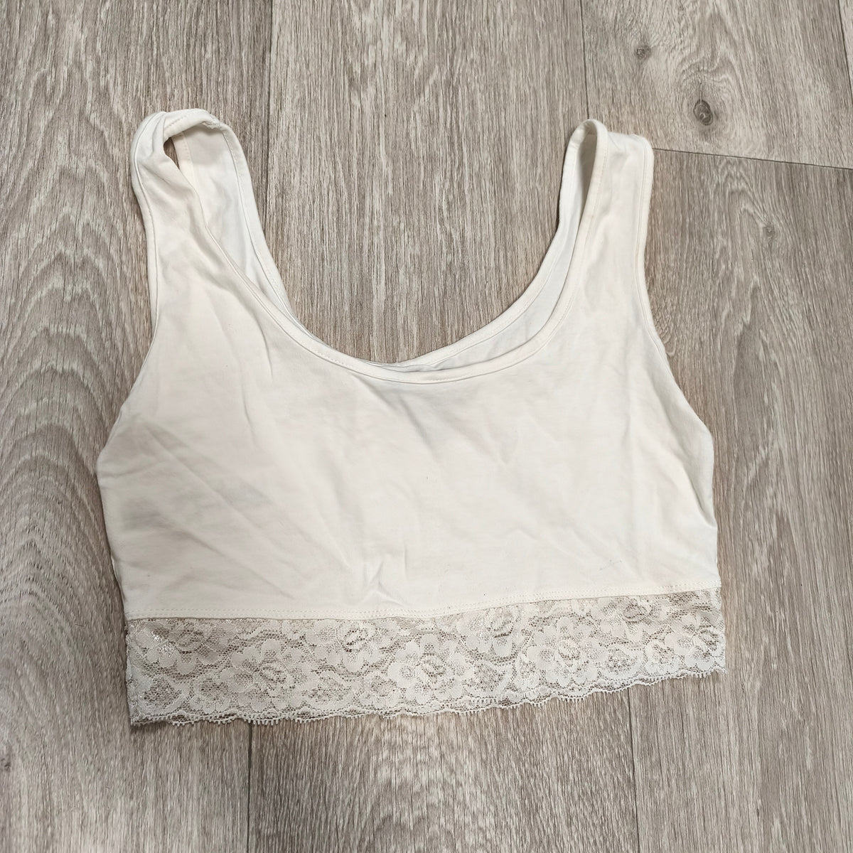 New Look 915 Girls White Lace Trim Crop Tank Top Bralette Age 12-13 152-158 cm