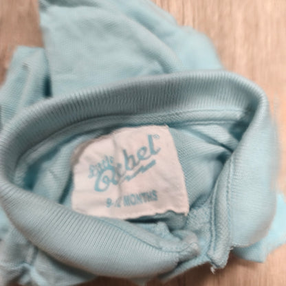 Little Rebel Baby Boys Polo Shirt Light Blue Dinosaur Embroidered 6-9 Months