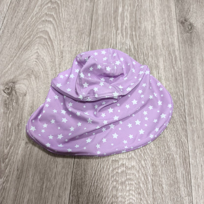 Hello Summer Girls Purple Star Swim Legionnaire Sun Protection Flap Hat 4-5 Yrs