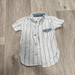 Baby Boys Short Sleeve Striped Button Down Shirt 9-12 Months Blue White