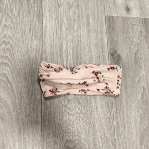 Pink Floral Twist Knot Headband Stretch Fabric Hair Band Head Wrap Floral Print