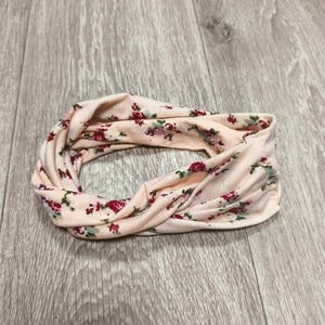 Floral Headband Pink Twist Knot Stretch Hair Band Fabric Headwrap Women