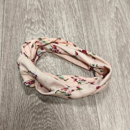 Floral Headband Pink Twist Knot Stretch Hair Band Fabric Headwrap Women