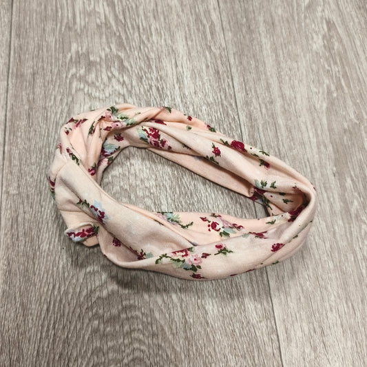 Floral Headband Pink Twist Knot Stretch Hair Band Fabric Headwrap Women