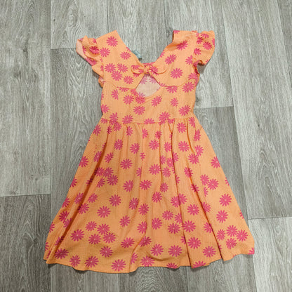 I Love Girlswear Matalan Girls Dress Age 12 Orange Pink Floral Ruffle Cut Out