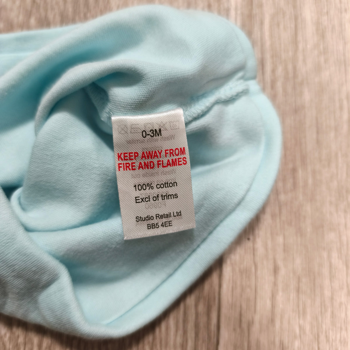 Baby Light Blue Knot Top Beanie Hat Bear Patch 2024 Cotton 0-3 Months