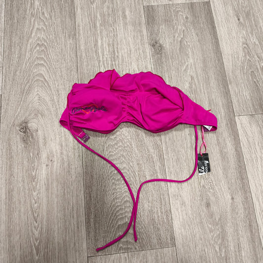 Pineapple Pink Bandeau Bikini Top Ruffle Strapless Swimwear Womens Size S NWT