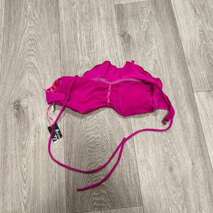 Pineapple Pink Bandeau Bikini Top Ruffle Strapless Swimwear Womens Size S NWT
