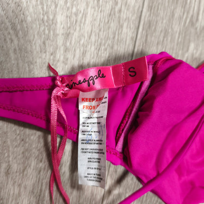 Pineapple Pink Bandeau Bikini Top Ruffle Strapless Swimwear Womens Size S NWT