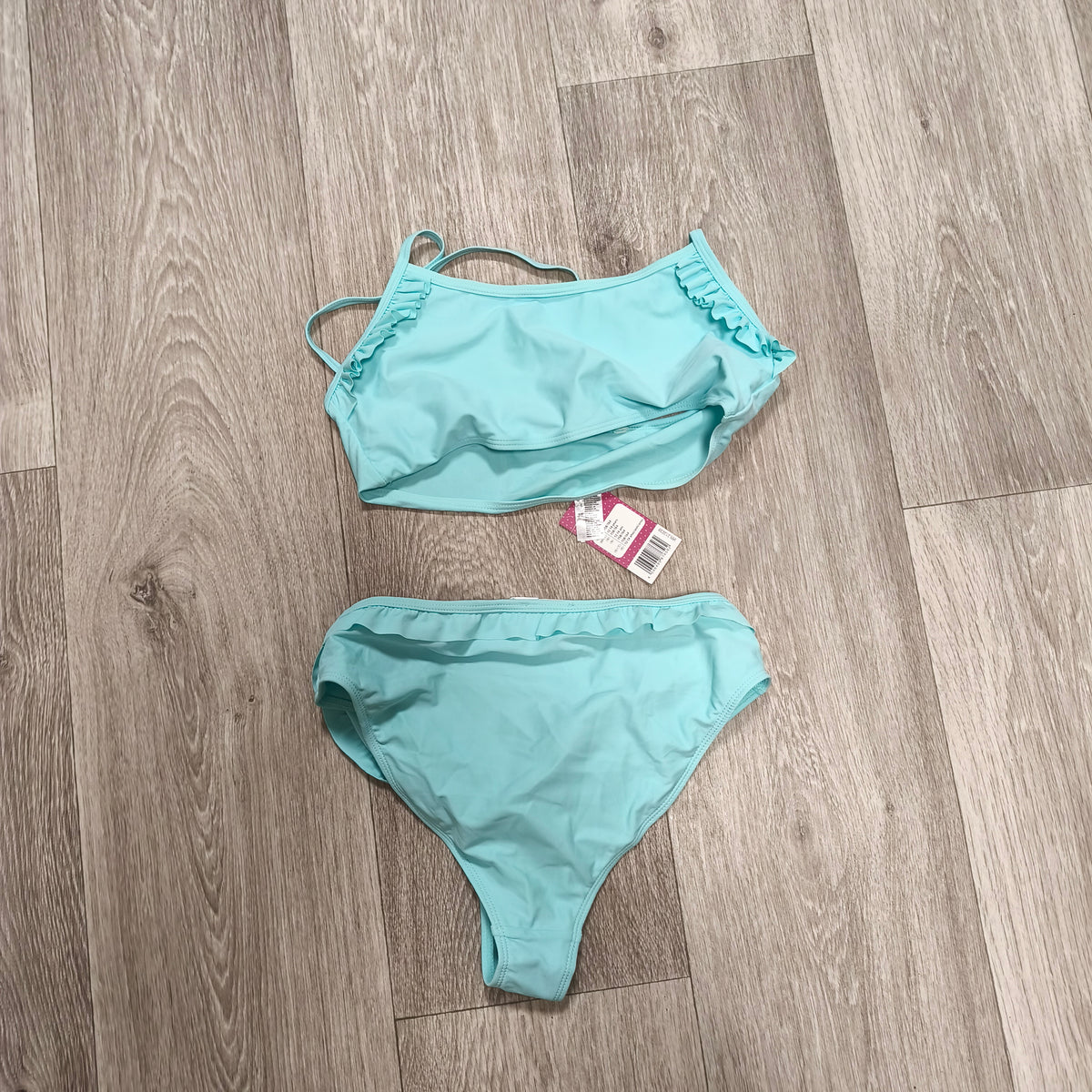 Pepperts Girls Bikini Set Turquoise Mint Ruffle Swimsuit 2 Piece NWT Size 12-14