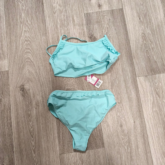 Pepperts Girls Bikini Set Turquoise Mint Ruffle Swimsuit 2 Piece NWT Size 12-14