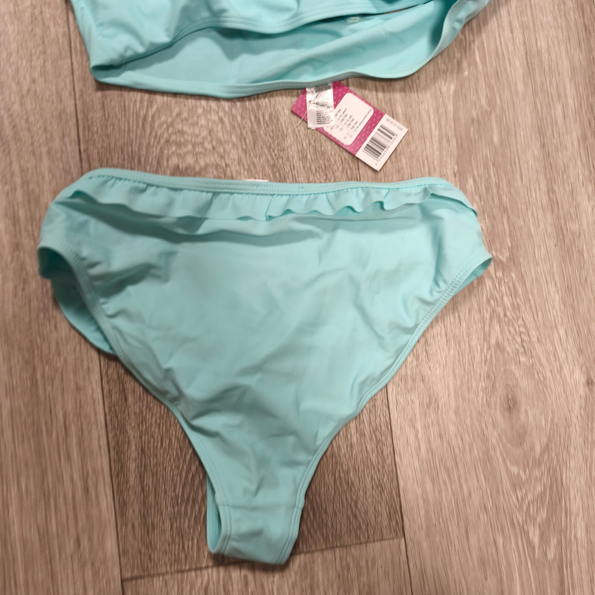 Pepperts Girls Bikini Set Turquoise Mint Ruffle Swimsuit 2 Piece NWT Size 12-14